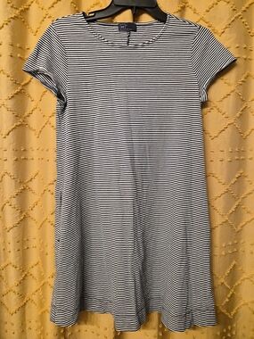 GAP Navy & White Striped Short Sleeve Mini Dress